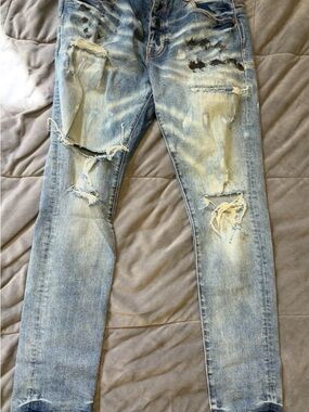 Light Blue Distressed Men’s Skinny Jeans